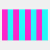 Warme rosa und blaue türkisfarbene Streifen Geschenkpapier Set (Vorderseite 3)