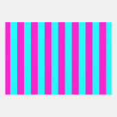 Warme rosa und blaue türkisfarbene Streifen Geschenkpapier Set (Vorderseite 2)