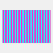 Warme rosa und blaue türkisfarbene Streifen Geschenkpapier Set (Vorderseite)