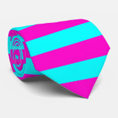 Warme rosa und blaue türkisfarbene Streifen Krawatte (Gerollt)