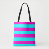 Warme rosa und blaue türkisfarbene Streifen Tasche (Vorderseite)