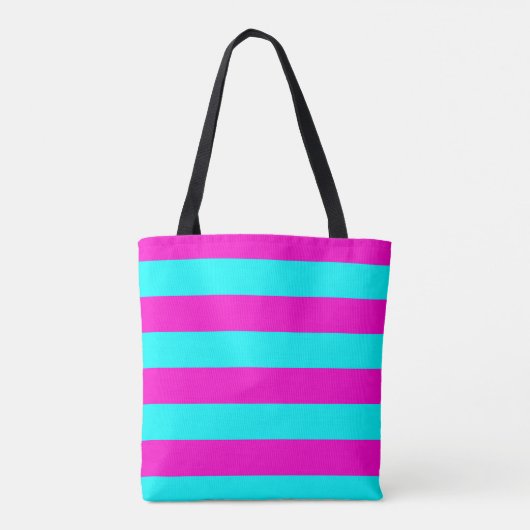 Warme rosa und blaue türkisfarbene Streifen Tasche (Rückseite)