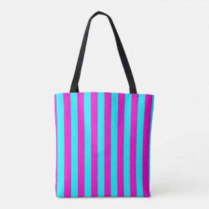 Warme rosa und blaue türkisfarbene Streifen Tasche