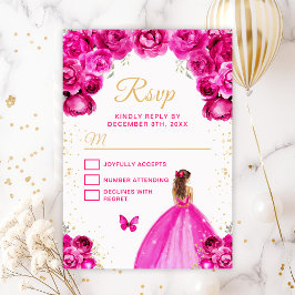 Warme Rosa und goldbraune Haardrucke RSVP Karte