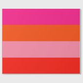 Warme rosa und helle Orangen Streifen Geschenkpapier (Flach)