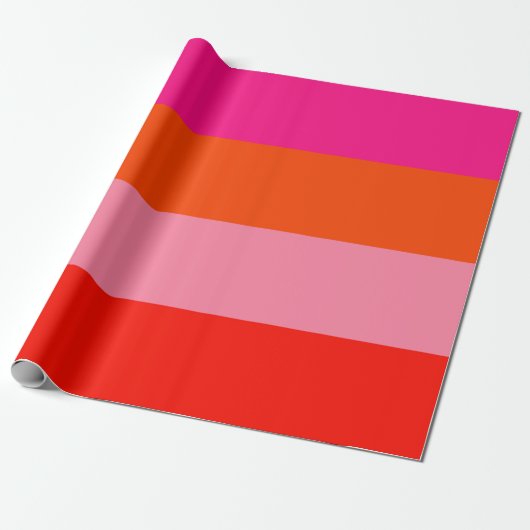 Warme rosa und helle Orangen Streifen Geschenkpapier (Ungerollt)
