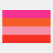 Warme rosa und helle Orangen Streifen Geschenkpapier Set (Vorderseite)