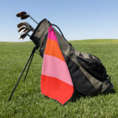 Warme rosa und helle Orangen Streifen Golfhandtuch (Gras)
