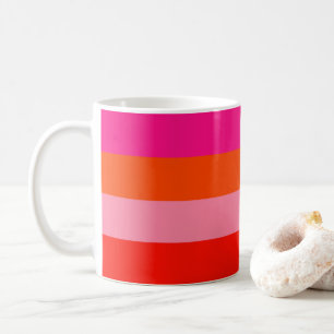 Warme rosa und helle Orangen Streifen Kaffeetasse