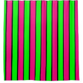 Warme Rosa und kalkgrüne Streifen Duschvorhang (Vorderseite)
