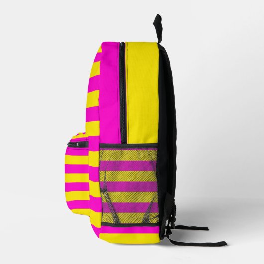 Warme rosa und kanarisch-gelbe Streifen Bedruckter Rucksack (Rechts)