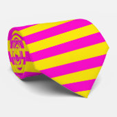 Warme rosa und kanarisch-gelbe Streifen Krawatte (Gerollt)