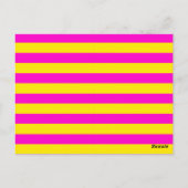 Warme rosa und kanarisch-gelbe Streifen Postkarte (Rückseite)
