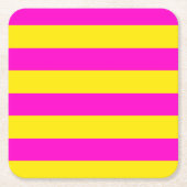 Warme rosa und kanarisch-gelbe Streifen Rechteckiger Pappuntersetzer (Vorderseite)