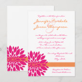 Warme Rosa und orange Blume Hochzeitseinladungen Einladung (Vorne/Hinten)