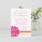 Warme Rosa und orange Blume Hochzeitseinladungen Einladung (Stehend Vorderseite)