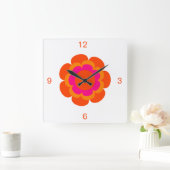 Warme rosa und orange Blume rund Uhr (Zuhause)