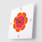 Warme rosa und orange Blume rund Uhr (Winkel)