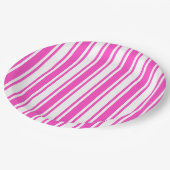 Warme, rosa und weiße Streifen aus Süßigkeiten Pappteller (Schrägansicht)