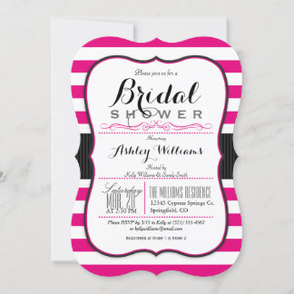 Warme rosa und weiße Streifen; elegantes Brautpart Einladung