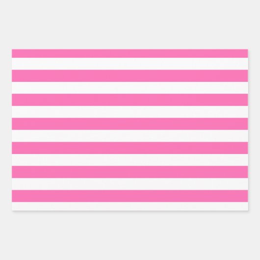 Warme Rosa und weiße Streifen Geschenkpapier Set (Vorderseite 2)