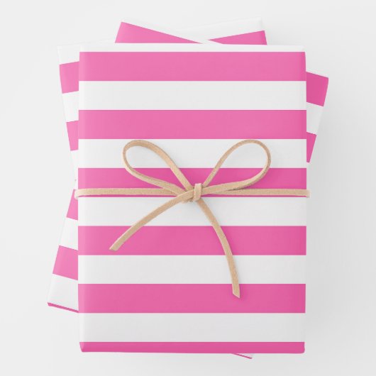 Warme Rosa und weiße Streifen Geschenkpapier Set (Beispiel)