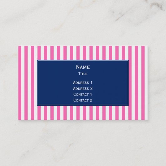 Warme Rosa und weiße Streifen mit Royal Blue Visitenkarte (Vorderseite)