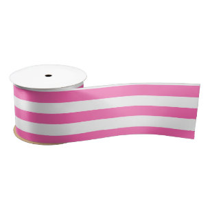 Warme Rosa und weiße Streifen Satinband