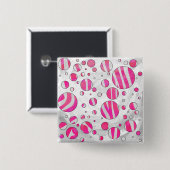 Warme rosa und weiße Zebra-Polka-Punkte Button (Vorne & Hinten)