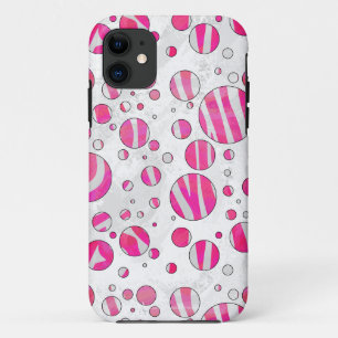 Warme rosa und weiße Zebra-Polka-Punkte iPhone 11 Hülle