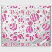 Warme rosa und weiße Zebra-Polka-Punkte Geschenkpapier (Flach)