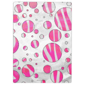 Warme rosa und weiße Zebra-Polka-Punkte Klemmbrett (Rückseite)