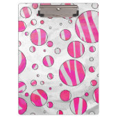 Warme rosa und weiße Zebra-Polka-Punkte Klemmbrett (Vorderseite)
