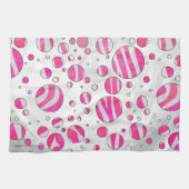 Warme rosa und weiße Zebra-Polka-Punkte Küchentuch (Horizontal)