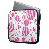 Warme rosa und weiße Zebra-Polka-Punkte Laptopschutzhülle (Vorderseite Links)