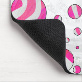 Warme rosa und weiße Zebra-Polka-Punkte Mousepad (Ecke)