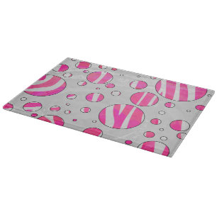 Warme rosa und weiße Zebra-Polka-Punkte Schneidebrett