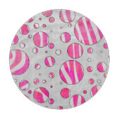 Warme rosa und weiße Zebra-Polka-Punkte Schneidebrett (Vorderseite)