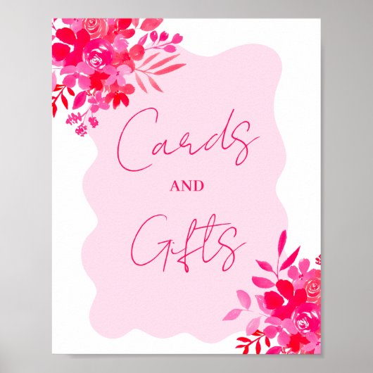 Warme rosa wavy Rosa Blumenkarten Dusche Poster (Vorne)