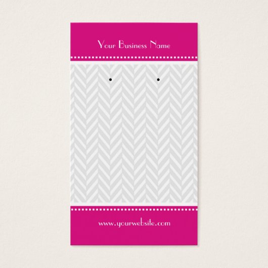 Warme rosa, weiße, graue Herringbone-Ohrkarten (Vorderseite)