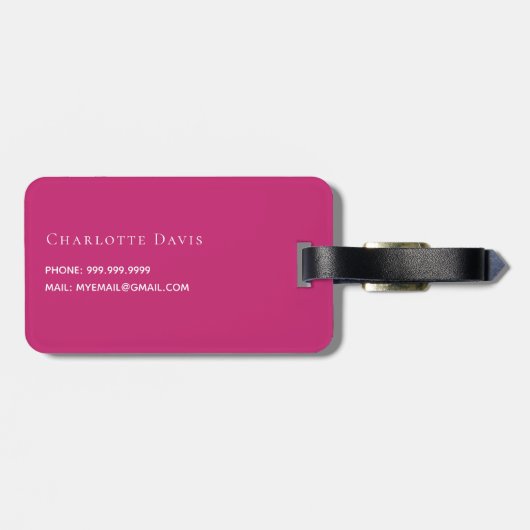 Warme, rosa, weiße Monogramm-Initialen Gepäckanhänger (Rückseite horizontal)