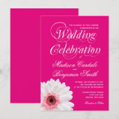 Warme, rosa, weiße Tageszeit Einladungen (Vorne/Hinten)