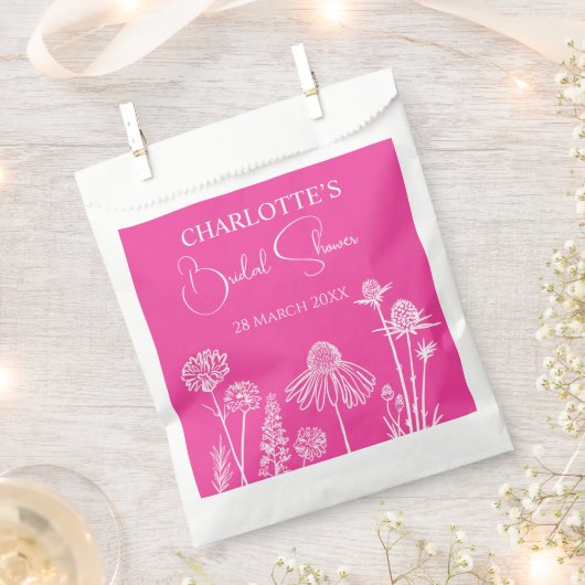 Warme rosa Wildblumen gezeichnet Geschenktütchen (Ausgeschnitten)