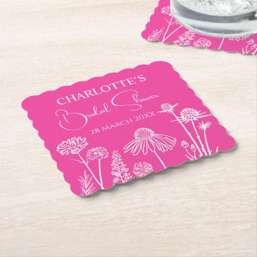 Warme rosa Wildblumen gezeichnet Untersetzer (angewinkelt)