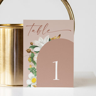 Warme Rosé-Beige-Blumen Hochzeit   Gedämpfter Tonb Tischnummer