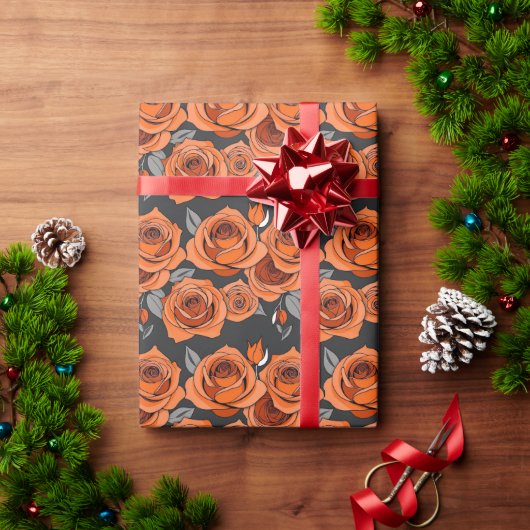 Warme Rostorange Rosen Geschenkpapier (Feiertagsgeschenk)