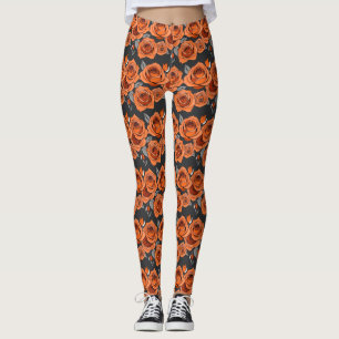 Warme rostorange Rosen Leggings