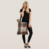 Warme Rotbraune Creme Abstrakte Rechtecke Tasche (Am Model)