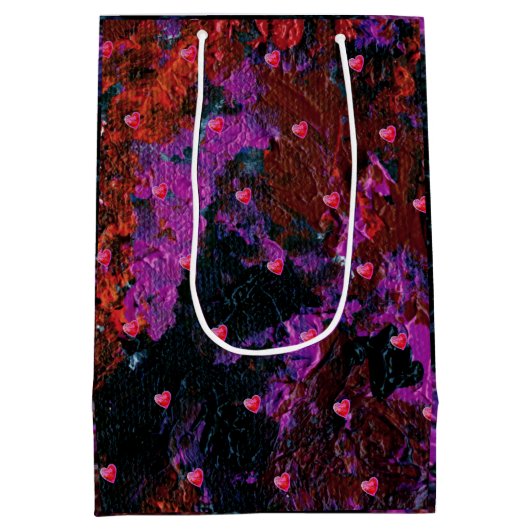 Warme rote Herzen Mittlere Geschenktüte (Rückseite)