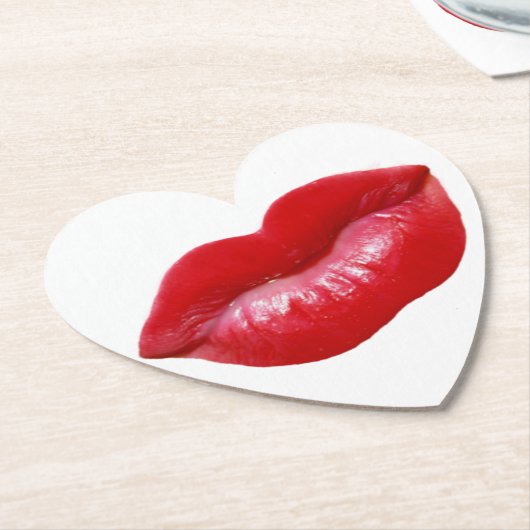 WARME rote Lippen Untersetzer (angewinkelt)